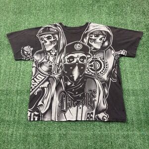 Y2K Dyse One T-shirt Skulls Streetwear Chicano Graphic Tee XL
